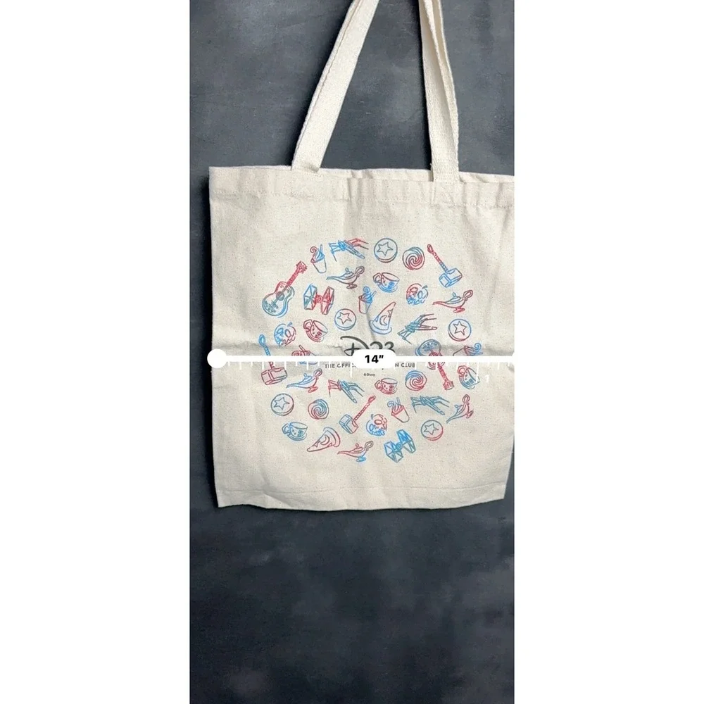 Disney D23 Official Fan Club Tote Bag Cream Canvas Star Wars Marvel Sketch Print